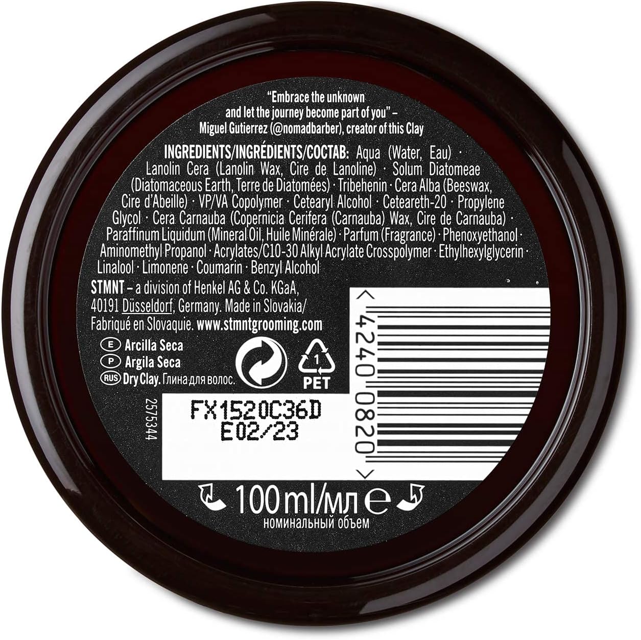 STMNT Grooming Goods Dry Clay Extra Matte Finish | Super Strong Control | Easy to Wash Out, 3.38 Ounce