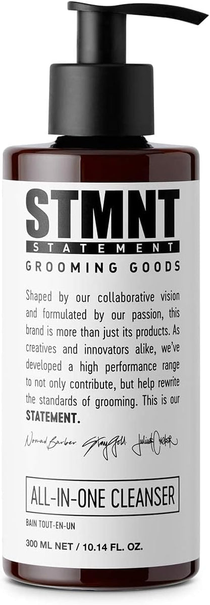 STMNT Grooming Goods All-In-One Daily Cleanser, 10.1 oz | SLS/SLES Sulfates Free | Extra Caring Formula w/Activated Charcoal & Menthol