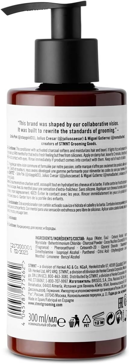 STMNT Grooming Goods Conditioner, 10.1 oz | Softens Hair | Restores Shine | Activated Charcoal & Menthol | All Hair Types