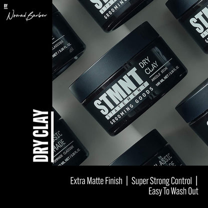 STMNT Grooming Goods Dry Clay Extra Matte Finish | Super Strong Control | Easy to Wash Out, 3.38 Ounce